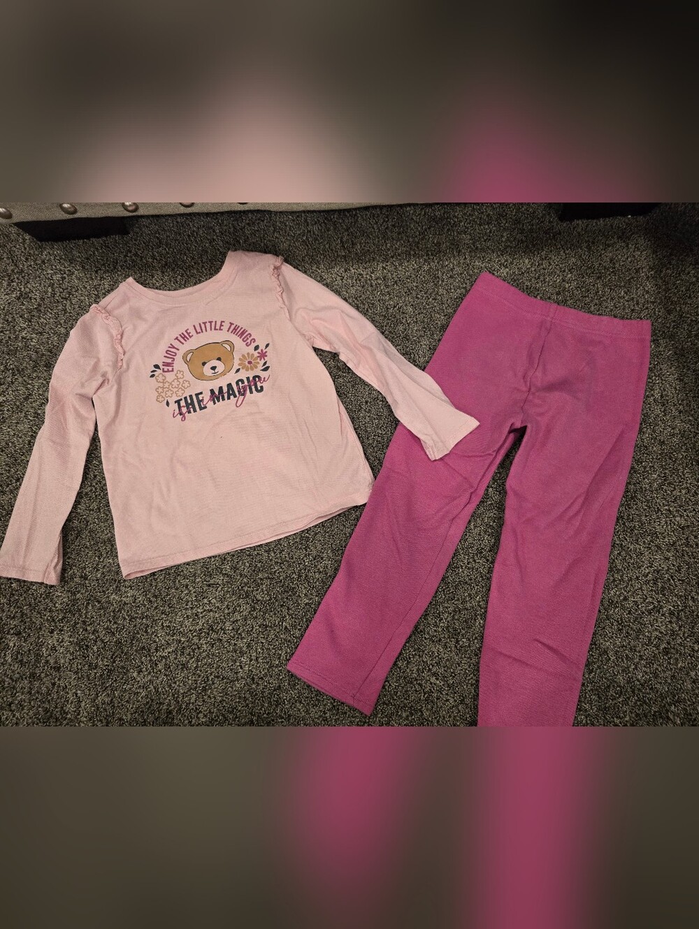 Garanimals Girls Pink Bear Graphic Shirt With Matching Pants